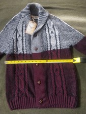 Brave Soul New W/Tags Large Silver/Maroon Button Up Sweater Cardigan Men