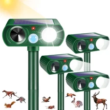 4Pack Solar Ultrasonic Animal Repellent Outdoor Deer Repellent Devices with M...