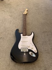 Squier Stratocaster 6 String Electric Guitar - Black with soft case and guitar c