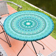 Round Tablecloth Fitted Elastic Waterproof Table Cover for 36"-44" Tables