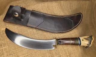 Custom SCAGEL Style Handmade KRIS STAMP Hunter FIGHTER Knife Stag vtg OLD BOWIE