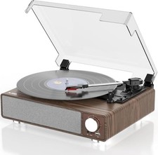  Vinyl Player with Bluetooth, Portable Record Player（Brown）