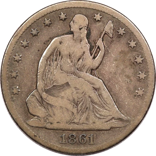 1861-S Seated Liberty Half Dollar 50C, Fine F
