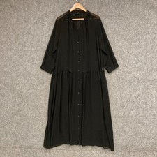 Uniqlo Dress Womens Size XL Black Lined Shift Button Long Sleeve Business 38928