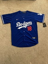 Camiseta deportiva cosida #18 azul grande de los Dodgers de Yoshinobu Yamamoto para hombre nueva con etiquetas