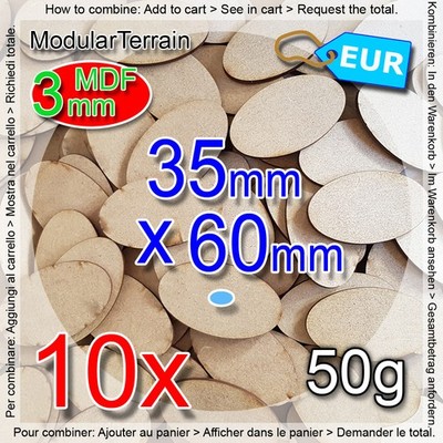 10x 3mm MDF Oval Base 35x60mm 60x35mm Cavalry Warhammer 40k Age of Sigmar