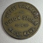Kansas, Kelly Farmers Union Store Brass Good For 5¢ Merchandise Token 121238 — photo 1