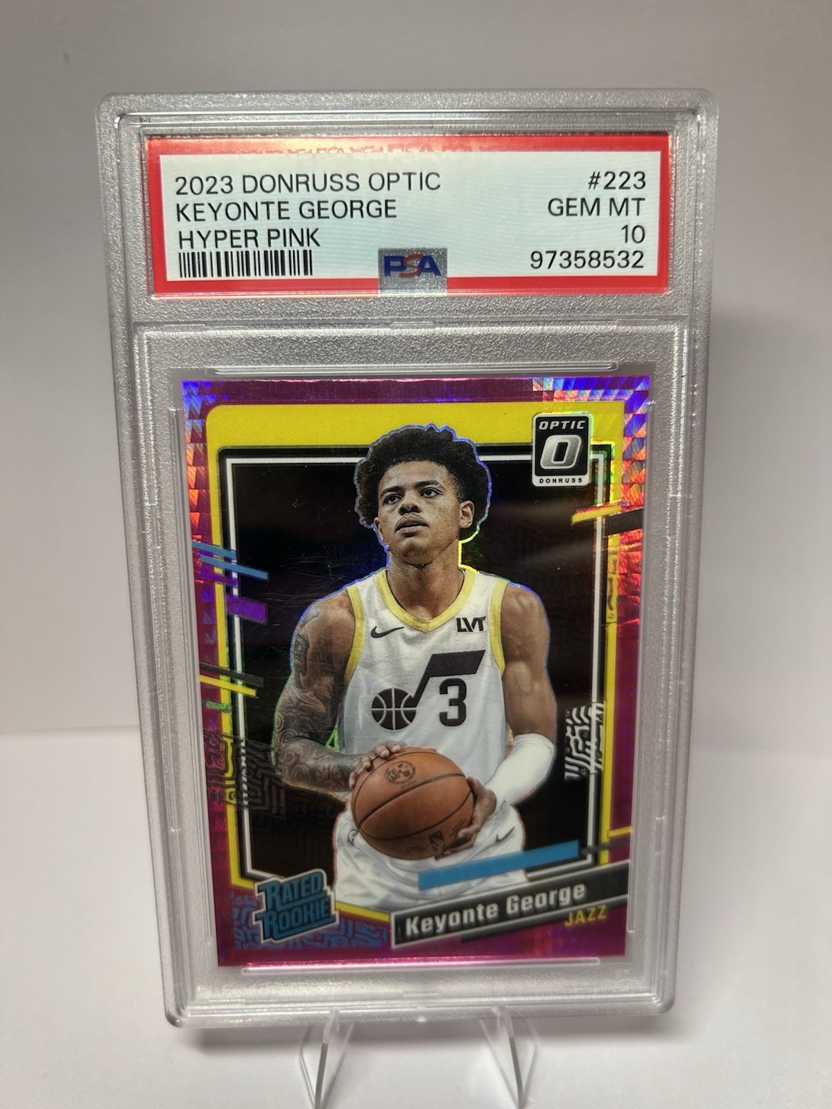2023 PANINI DONRUSS OPTIC HYPER PINK #223 KEYONTE GEORGE ROOKIE RC PSA 10