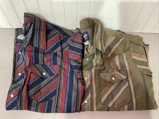 Wrangler Pearl Snap SS Shirt Men s L Striped Cowboy Western Pockets Vintage EUC