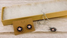 AGSD Novelty Jewelry -Mini Bottlecap Baseball Necklace and Pierced Earring Set