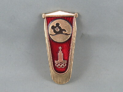 Vintage Olympic Event Pin -Swimming Events Moscow 1980 - Stamped Pin