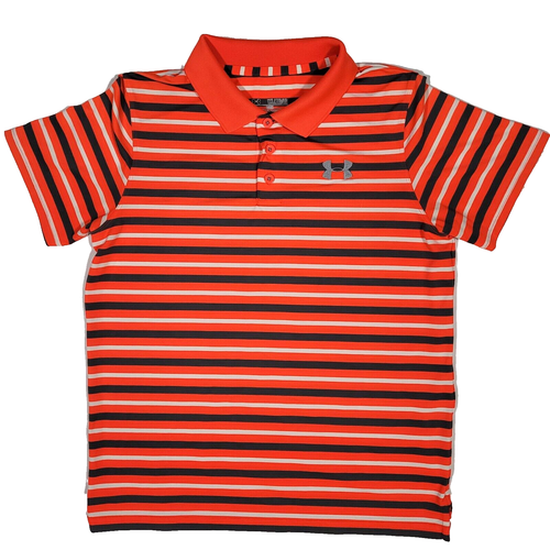 UNDER ARMOUR HEAT GEAR PERFORMANCE POLOSHIRT JUNGEN YXL LOOSE FIT GESTREIFT