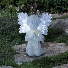 GardenKraft Memorial Angel Light / Solar Powered LED Cherub / Graveside Ornament