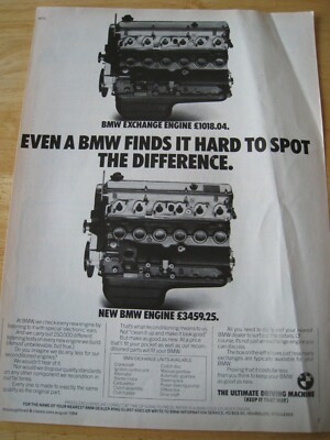 ULTIMATE BMW DRIVING MACHINE 1984 POSTER ADVERT READY TO FRAME A4 SIZE FILE N