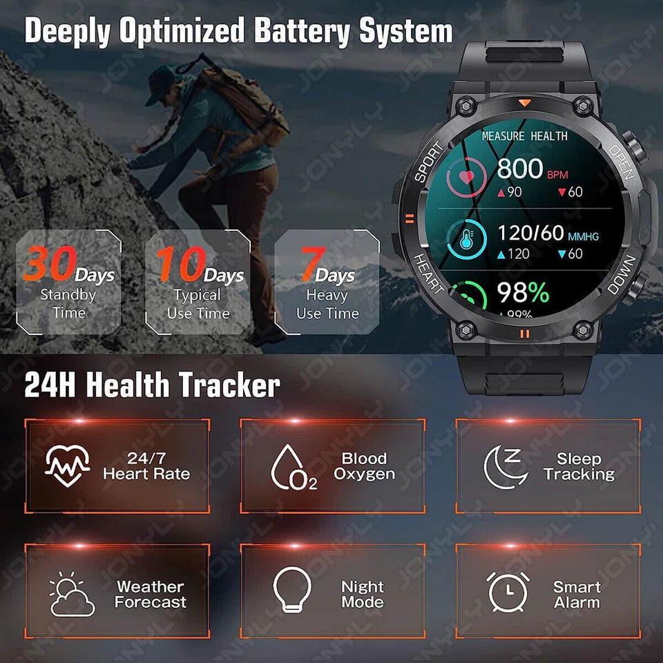 new arrivalW50 Military Tactical Smart Watch (Answer /Make Call) 5ATM Waterproof - Image 4 of 4