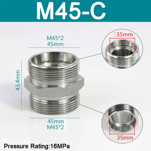 Metric Hydraulic Adaptor Fitting Male/Male Nipple Coupling Connector M12-M52 - Picture 48 of 65