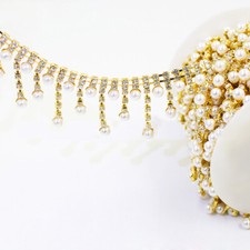Fringe Faux Pearl Tassel Chain DIY Dress Trim Accessory Wedding Motif Beaded