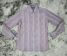 Ted Baker Shirt Mens 3 Brown Purple Floral Cotton Classic Long Sleeve Button Up