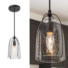 Uolfin Modern Black Kitchen Island Hanging Light Industrial Cage Dining Light