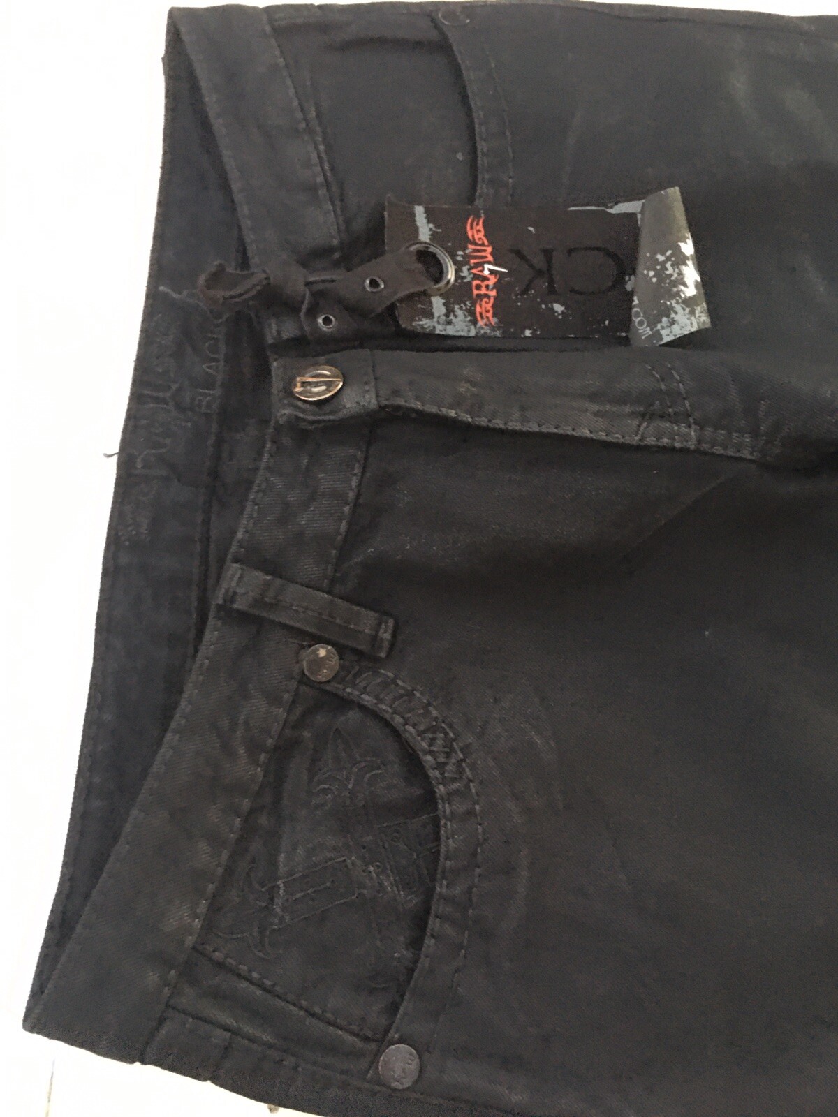 RAW VINTAGE DESIGN MEN’S JEANS 32W 32L BLACK EAGLE 🦅 EMBROIDERY USA MADE 🇺🇸