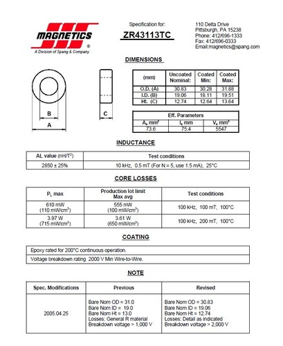 410 pcs,Magnetics Ferrite Toroid Ring ZR43113TC,31x12.74x12.74mm(1.22 x.50x.50)" - Picture 7 of 13