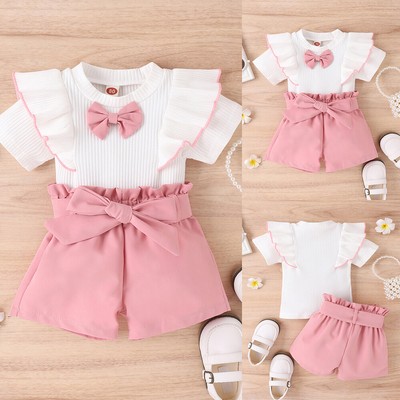Kids Baby Girls Ruffle T-Shirt Shorts Set Toddler Summer Party Clothes Outfits