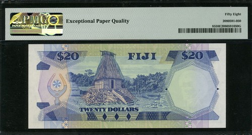 Fiji 1986 20 Dollars,P85,PMG 58 EPQ AUNC - Picture 2 of 2