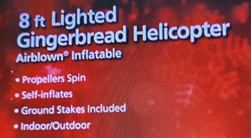 Helicóptero inflable animado de pan de jengibre GEMMY soplado por aire iluminado 8 pies nuevo en caja - Imagen 6 de 7