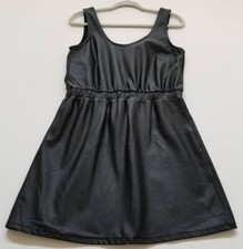 NEW ASOS Skater Dress Women’s 8 Black Sleeveless Scoop Elastic Waist Pleather