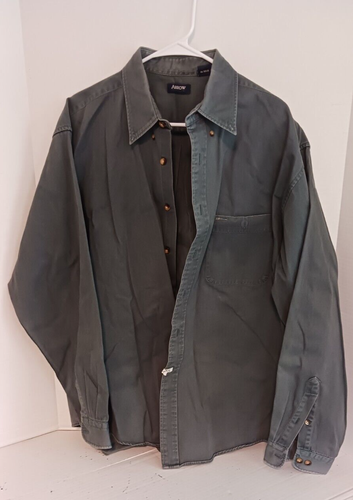 Arrow Heavy Cotton Long Sleeve Blue Green Button Down Men's Shirt XL ...