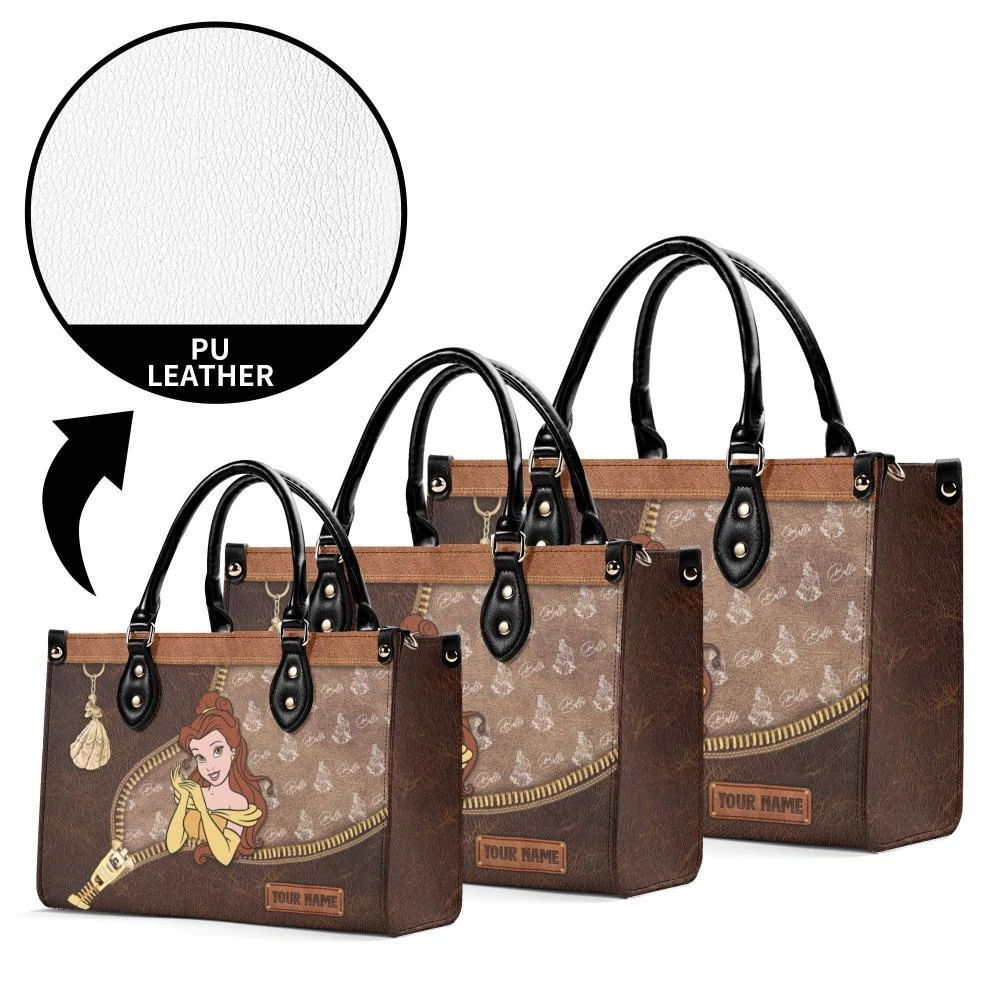 Princess Belle Cartoon Women Leather Handbag