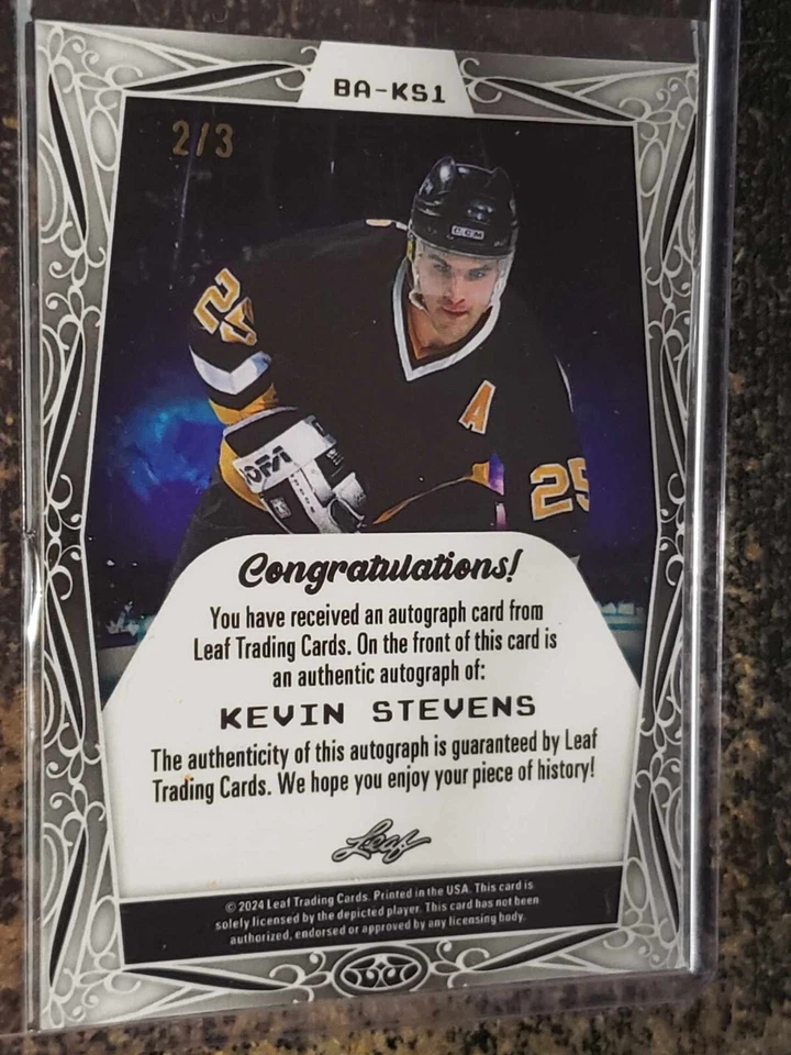 2024 Leaf Metal Legends KEVIN STEVENS Crystal White Auto! BA-KS1 2/3 WOW! - Image 2 of 2