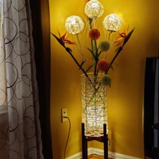 Modern Stehlampe LED Rattan Standleuchte kreative Dimmbar Standleuchte 109cm E27