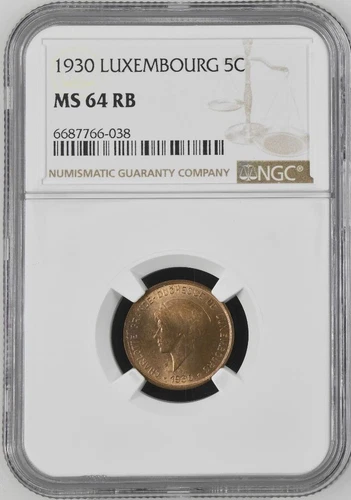 Luxembourg 5 Centimes 1930 NGC MS 64 RB