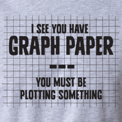 GRAPH PAPER PLOTTING SOMETHING funny college pun dad joke geek nerd T ...