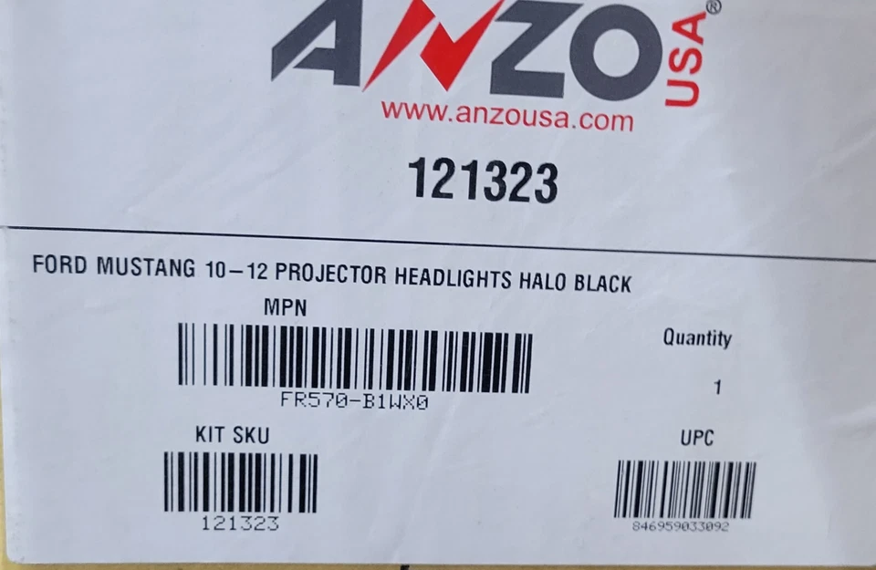 ANZO 121323 Projector Headlights Lamp CCFL w/ Halo Black for 2010-2014 Mustang ^ - Image 3 of 3