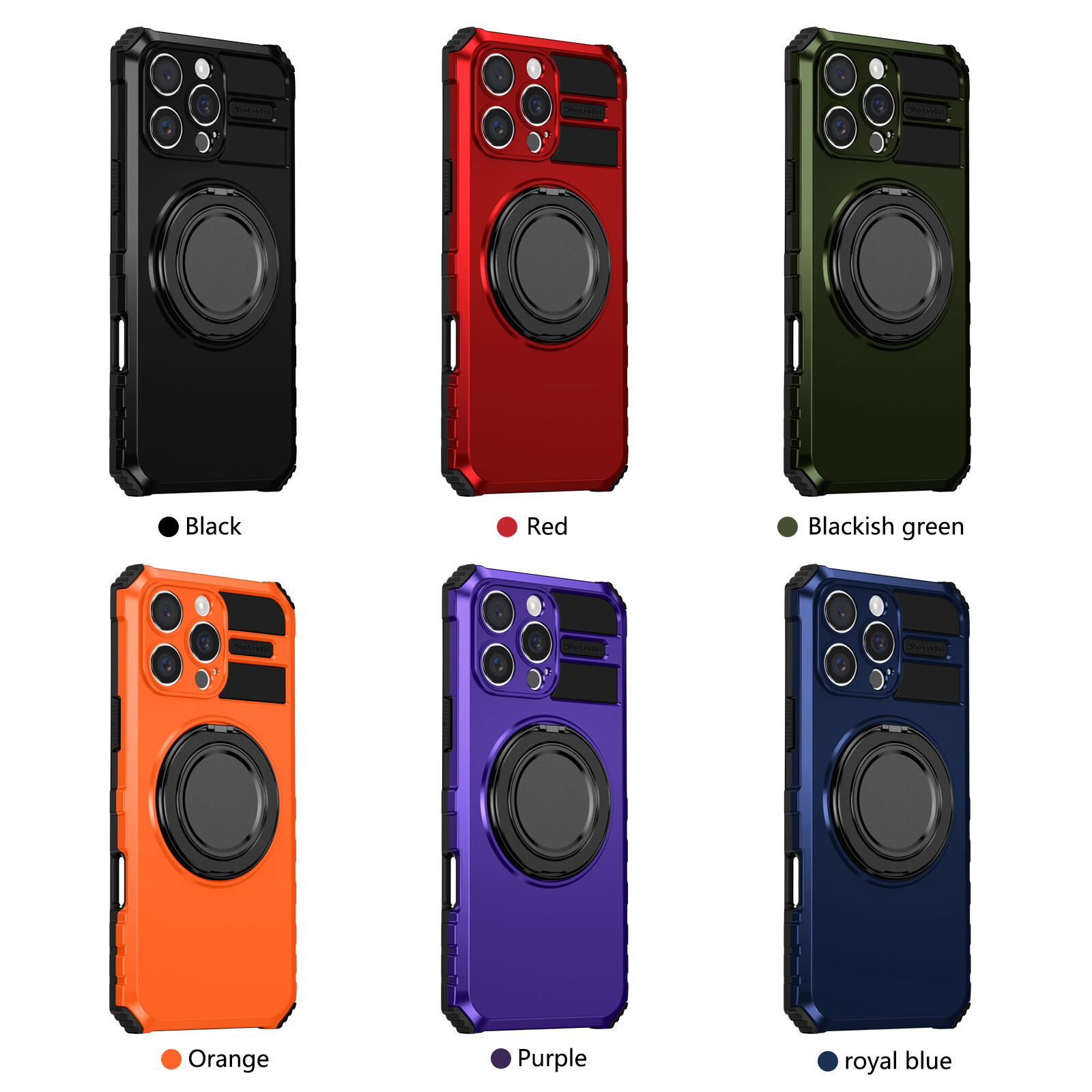 iPhone 16 Pro Max Magnetic Shockproof Rugged Case with Ring Kickstand