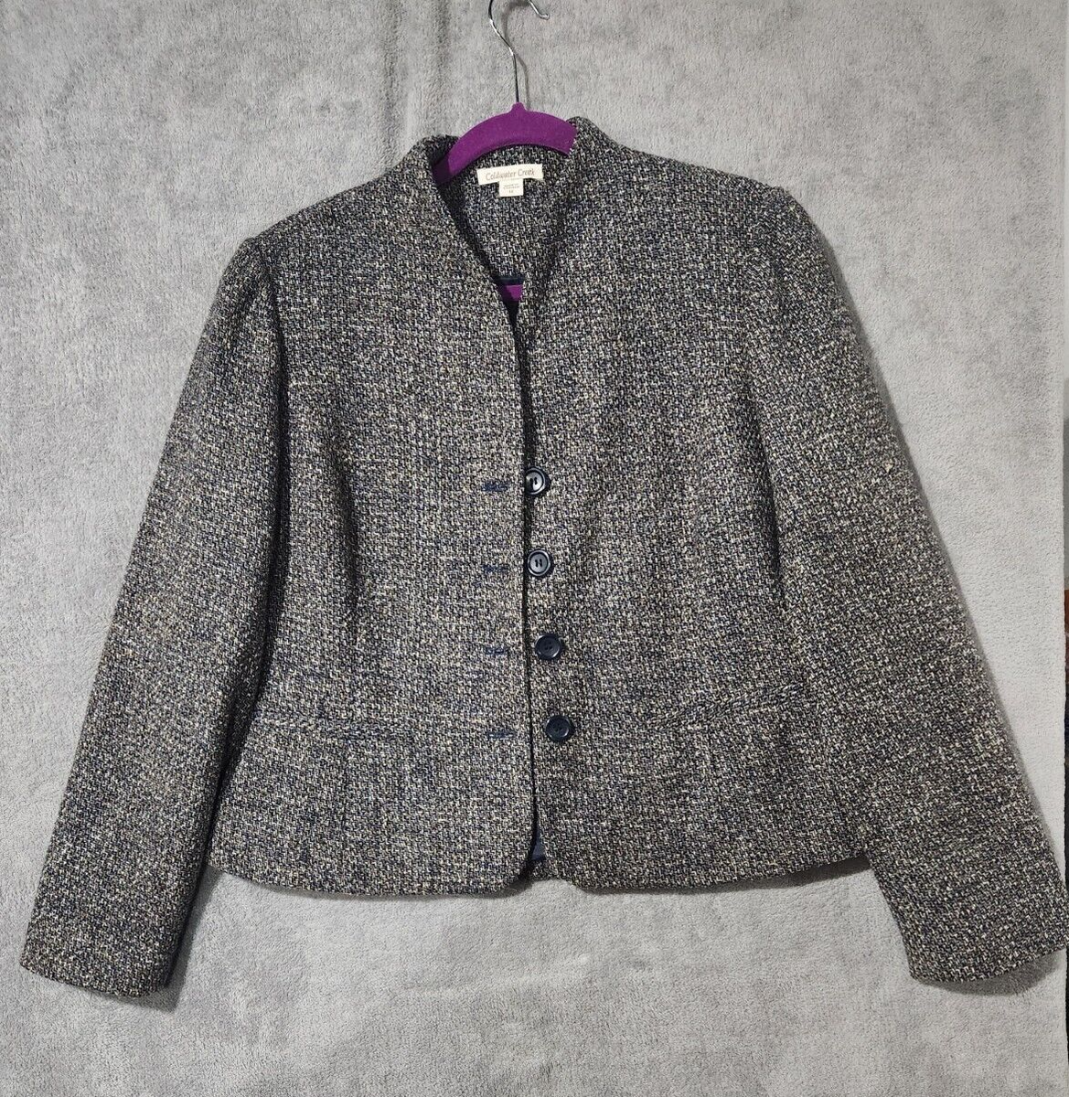 Coldwater Creek Women’s Blazer Suit Jacket Tweed Wool Blend Gray 12  Seperate