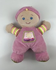 Fisher Price Brilliant Basics Babys First Doll Pink Plush Lovey Rattle 10" Toy