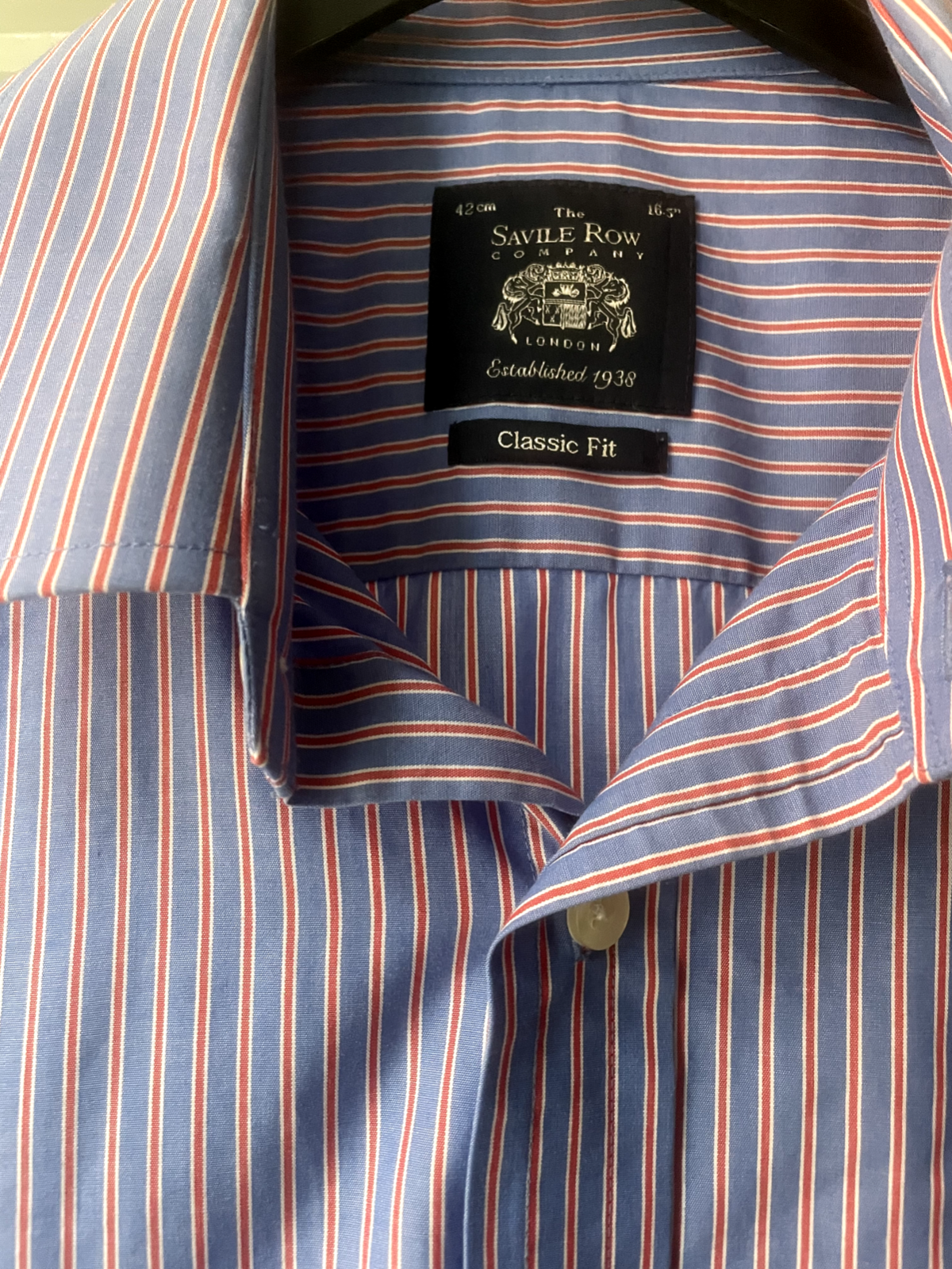 FILA The Savile Row Company Camicia Uomo Doppio Polsino 16 5" Collare Rosso Blu Bianco Righe