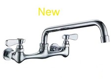 BWE Kitchen Faucets 2-Handle Wall Mount w/ 8-Inch Swivel Spout Polished Chrome