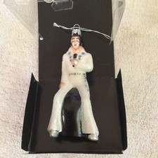 Elvis Presley Kurt S Adler White Glitter Jumpsuit Christmas Ornament New In Box