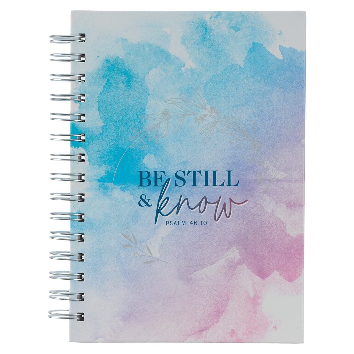 Journal w/Scripture for Women Be Still Psalm 46:10 Bible Verse Watercolor Teal-image