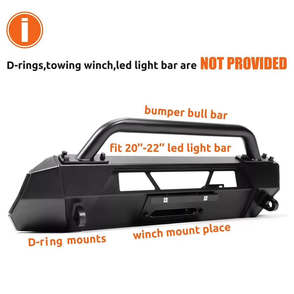 Protector de parachoques de cabrestante oculto delantero Bull Bar acero para Toyota Tacoma 2016-2023 Foto 3 de 4