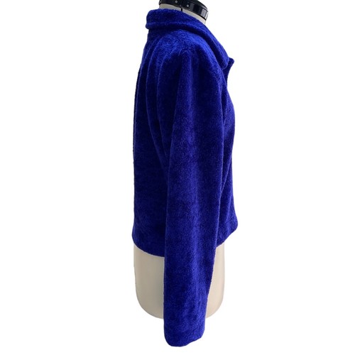 COUNTY CLOTHING Cropped Fleece Jacket Women's Small Blue/Purple Artsy Buttons - Picture 3 of 18