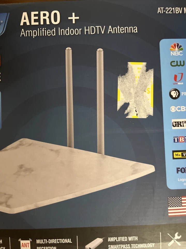 Antop Aero Plus комнатная HDTV-антенна с усилителем диапазон 55-65 миль 1080p 4K 8K новая - Изображение 3 из 4