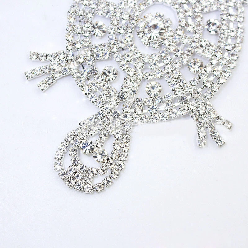 Apliques de estrás de cristal con patrón animal plateado transparente coser parche para vestido Foto 4 de 4