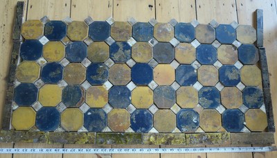 Vintage Fireplace Hearth Tiles Yellow And Blue Octagonals Ebay