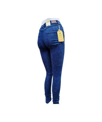 Women Denim Jeans Dark Blue Acid Wash Stretch Skinny Pants Ladies Mom UK Sizes - Picture 2 of 2