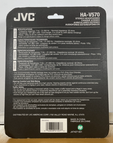Auriculares estéreo JVC HA-V570-K sonido dinámico estilo DJ nuevos - Imagen 3 de 9